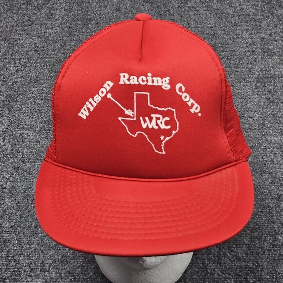 Vintage Wilson Racing Corp WRC Texas Trucker Hat Red Cap Snapback USA Racing - Picture 1 of 8